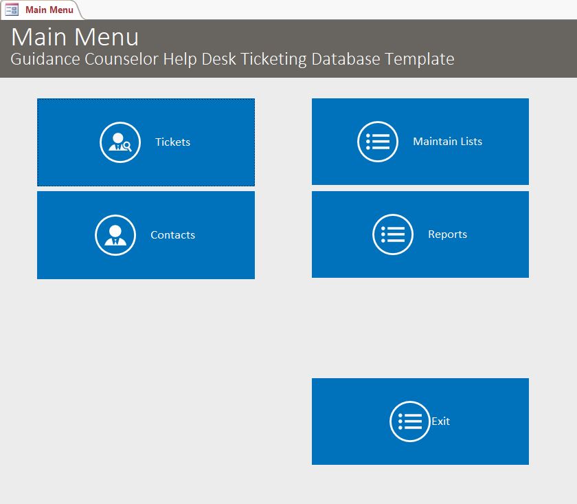 Guidance Counselor Help Desk Ticket Tracking Template | Tracking Database